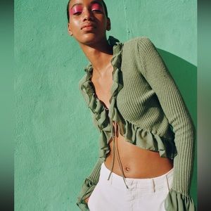 COPY - Zara ruffled knot cardigan, brand new with tags!